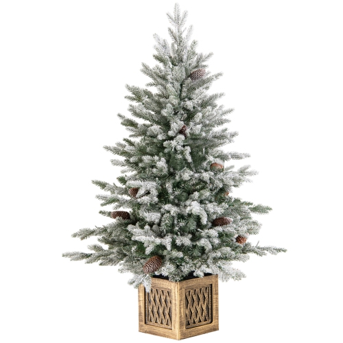 COSTWAY  1 PCs 4 Ft Artificial Xmas Tree Flocked Christmas Tree With 231 Pe Pvc Branch Tips