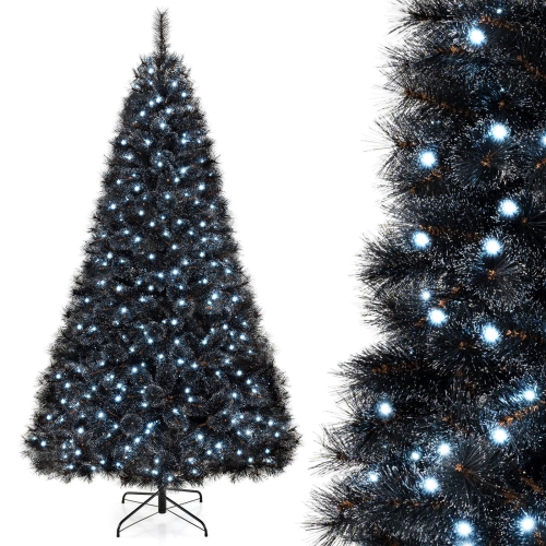 Costway 8 FT Halloween Tree with 860 Branch Tips Frosted Pine Needles 450 White LED Lights