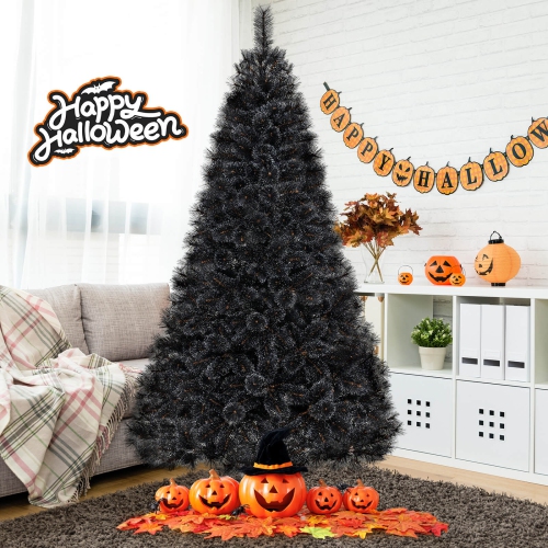 Costway 8 FT Halloween Tree with 860 Branch Tips Frosted Pine Needles 450 White LED Lights