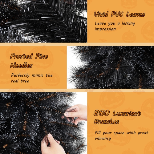 Costway 8 FT Halloween Tree with 860 Branch Tips Frosted Pine Needles 450 White LED Lights