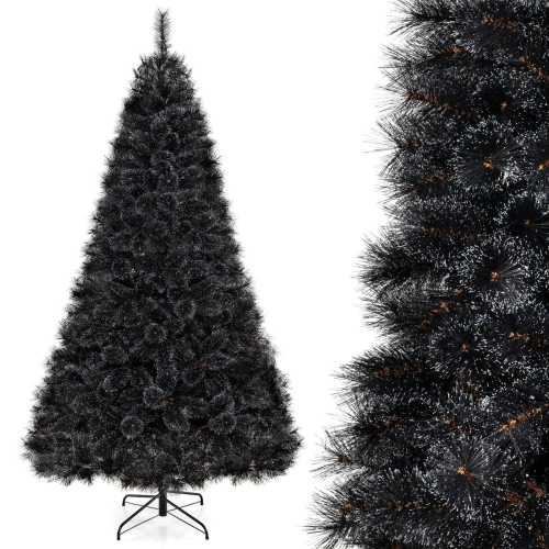 Costway 8 FT Halloween Tree with 860 Branch Tips Frosted Pine Needles 450 White LED Lights