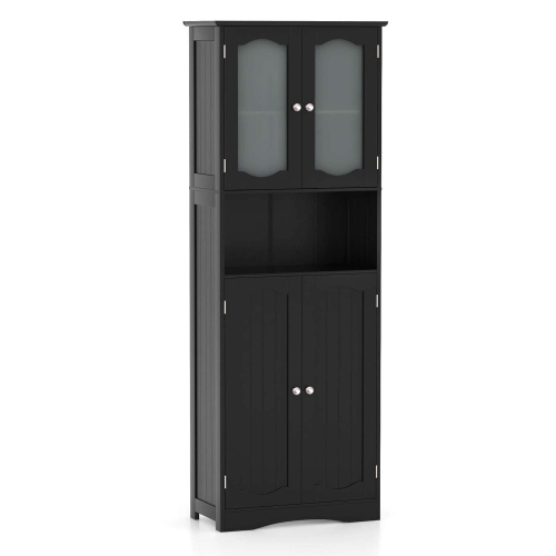 Armoire de salle de bain 64,5&nbsp;po de Costway avec portes en verre trempé Tablettes réglables