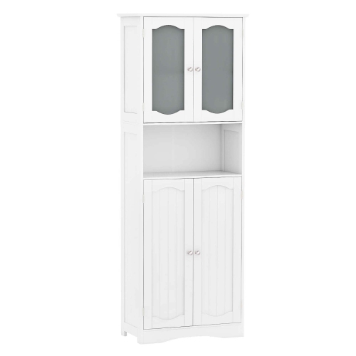 Costway 64.5" Tall Bathroom Cabinet with Tempered Glass Doors Adjustable Shelves