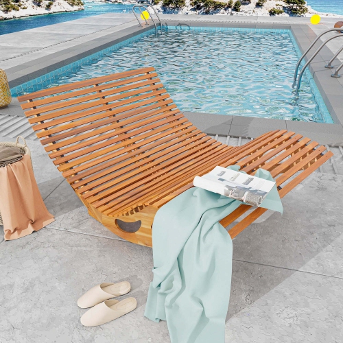 Chaise longue d'extérieur double de Costway pour 2 personnes avec butoir de siège à dossier haut en lattes pour patio