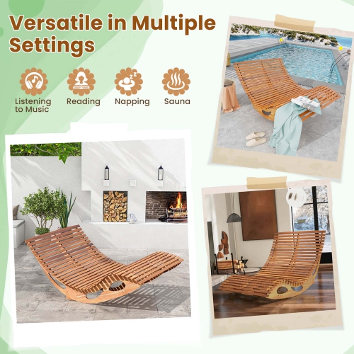 Chaise longue d'extérieur double de Costway pour 2 personnes avec butoir de siège à dossier haut en lattes pour patio