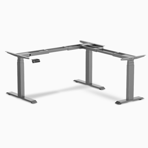 Desky Sit-Stand L-Shape Desk Frame – Space Grey, Triple-Motor, 23.6"–49.2" Lift, 441 lb Capacity