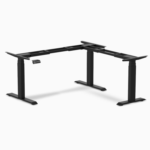 Desky Sit-Stand L-Shape Desk Frame – Space Grey, Triple-Motor, 23.6"–49.2" Lift, 441 lb Capacity