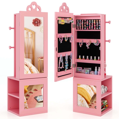 Armoire à bijoux debout pour enfants de Costway avec miroir pleine longueur