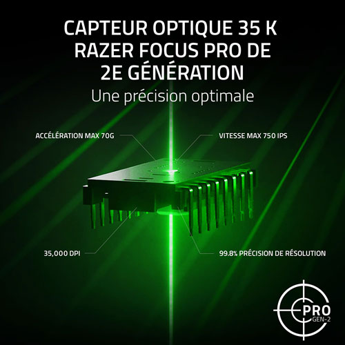 Souris de jeu optique de 35 000 ppp Basilisk V3 de Razer - Noir