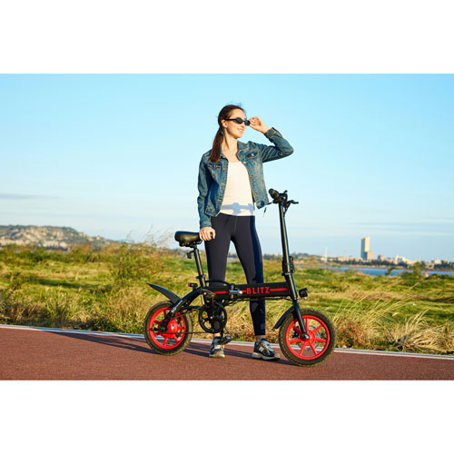 GoPowerBike GoBlitz Foldable Electric City Bike- Black