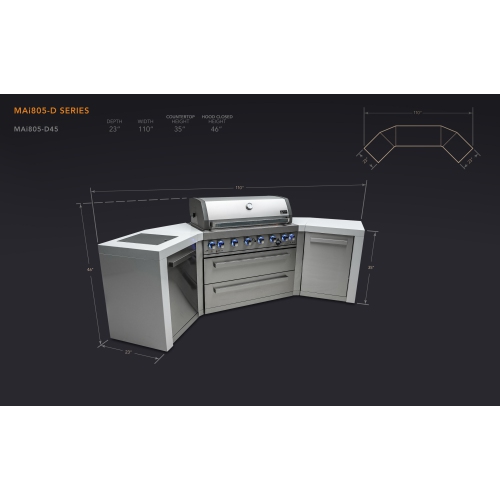 Mont Alpi 805 Deluxe Island with 45 Degree Corners - Marine Grade Stainless Steel