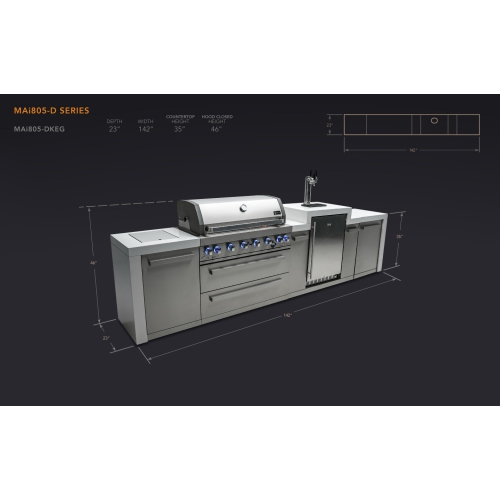 Île de luxe Mont Alpi 805 avec Kegerator - Acier inoxydable de qualité marine