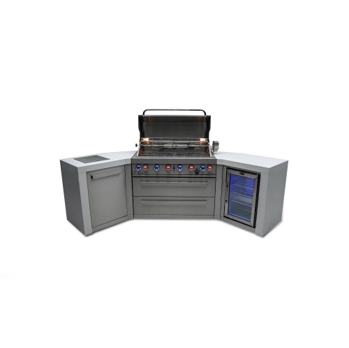 Îlot de luxe Mont Alpi 805 avec coins à 45 degrés et armoire réfrigérateur - Acier inoxydable de qualité marine