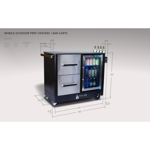 Grand chariot de bar/centre de préparation extérieur Mont Alpi - Acier inoxydable