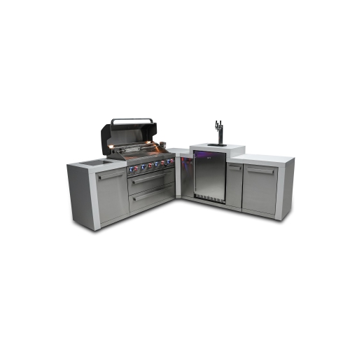 Mont Alpi 805 Deluxe Island with a 90 Degree Corner and Kegerator - Marine Grade Stainless Steel