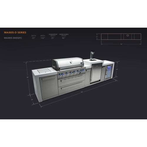 Îlot de luxe Mont Alpi 805 avec Kegerator et armoire réfrigérateur - Acier inoxydable de qualité marine