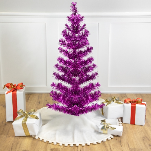Artificial Tinsel Christmas Tree - 3' - Purple - Unlit