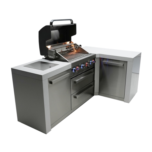 Mont Alpi 400 Deluxe Island with a 90 Degree Corner - Marine Grade Stainless Steel