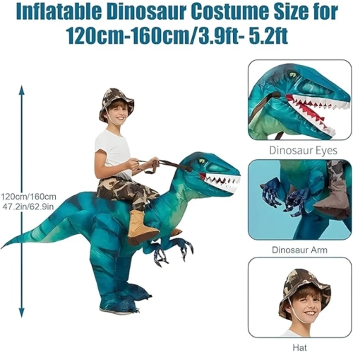 Inflatable Dinosaur Costume for Kids – Blow Up Halloween Dinosaur Costume, Fun Inflatable Outfit for Parties