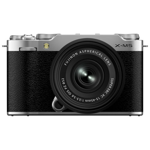 Appareil photo sans miroir X-M5 de Fujifilm avec objectif XC OIS PZ de 15-45 mm - Argenté