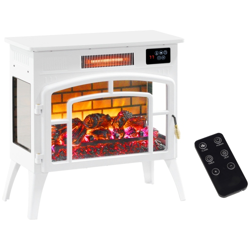 HOMCOM Electric Fireplace Stove, 22" 1500W Portable Freestanding Infrared Fireplace Heater with Realistic Flame, Indoor Stove Heater with Adjustable