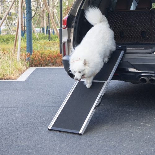 HOXPETY Dog Ramp for Car 64" Long & 17" Wide Portable Pet Ramp Dog Ramps for Large Dogs with Non-Slip Rug Surface Dog Car Ramp for SUV Car & Truck, F