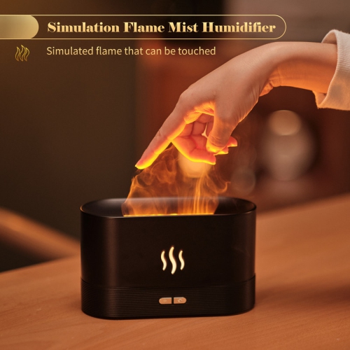 Simulated flame atomizing humidifier, 2-level brightness night light, silent desktop USB humidifier