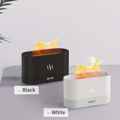 Simulated flame atomizing humidifier, 2-level brightness night light, silent desktop USB humidifier