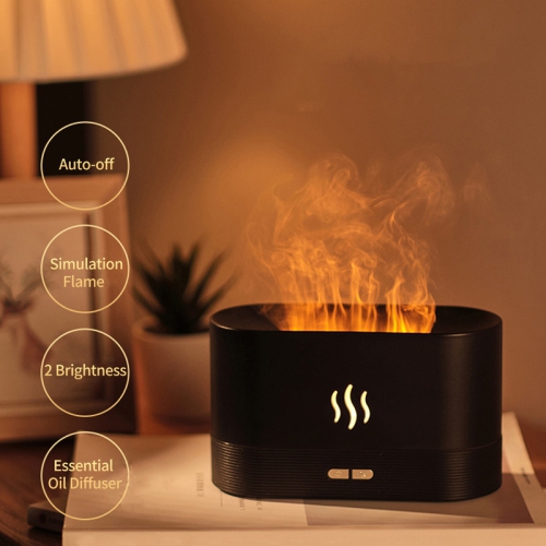 Simulated flame atomizing humidifier, 2-level brightness night light, silent desktop USB humidifier
