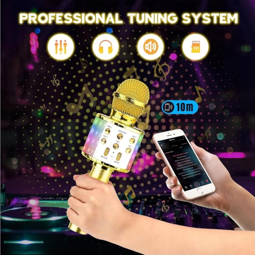Microphone de karaoké portatif 4-en-1, système de karaoké portatif avec haut-parleur, système de karaoké Home KTV Player avec fonction