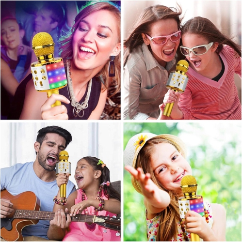 Microphone de karaoké portatif 4-en-1, système de karaoké portatif avec haut-parleur, système de karaoké Home KTV Player avec fonction