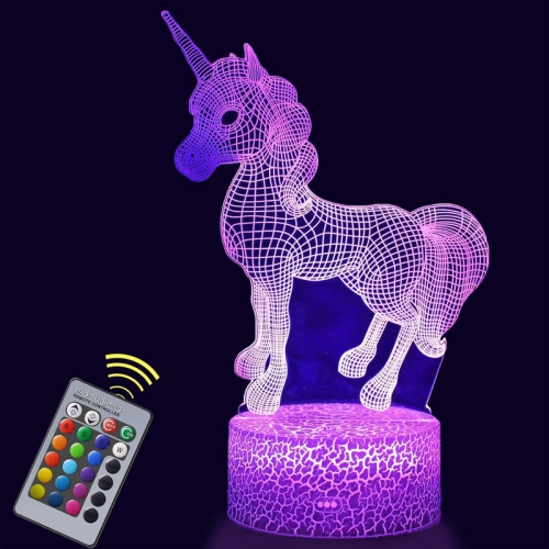YOULIGHTS  3D Unicorn Night Lights for Kids, Dimmable Night Lamp \w Remote for Girls Room And Bedroom, 16 Changing Colors, Unicorn Gifts for Children
