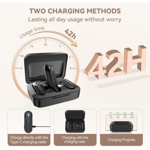 Wireless Lavalier Microphone,Mini Microphones for iPhone Android Camera,2.4G Ultra-Low Delay Lapel Mic-3 in 1 Microphone for Recording,YouTube,TikTok