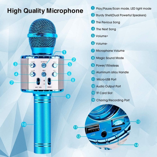 4 in 1 Handheld Karaoke Microphone, Portable Karaoke System with Speaker, Karaoke Machine Home KTV Player with Record Function for Android & iOS