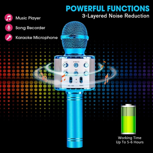 4 in 1 Handheld Karaoke Microphone, Portable Karaoke System with Speaker, Karaoke Machine Home KTV Player with Record Function for Android & iOS