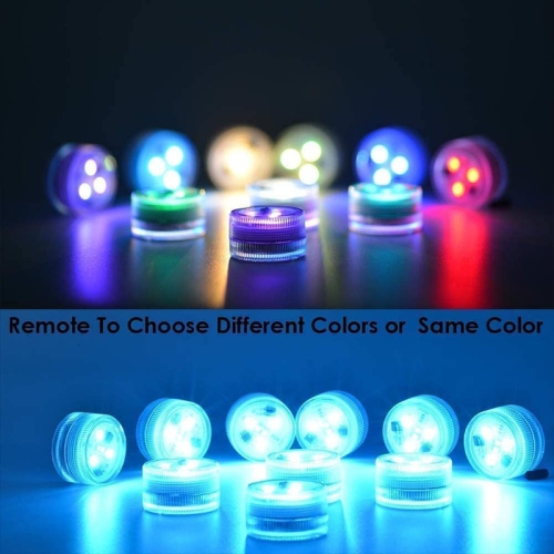 Mini Submersible LED Lights with Remote Control Tea Lights Small Underwater Lights Battery Powered Flameless LED Accent Light for Party Event Vase