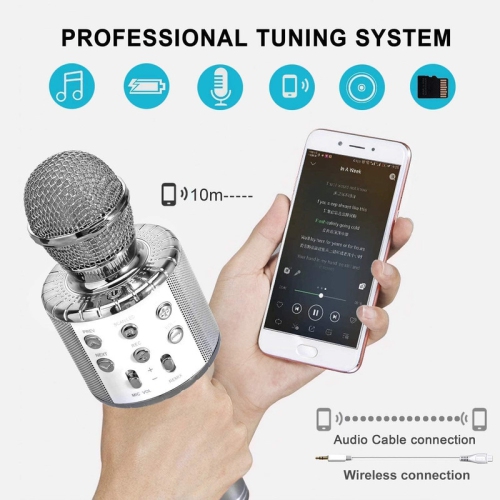 Microphone de karaoké portatif 4-en-1, système de karaoké portatif avec haut-parleur, système de karaoké Home KTV Player avec fonction