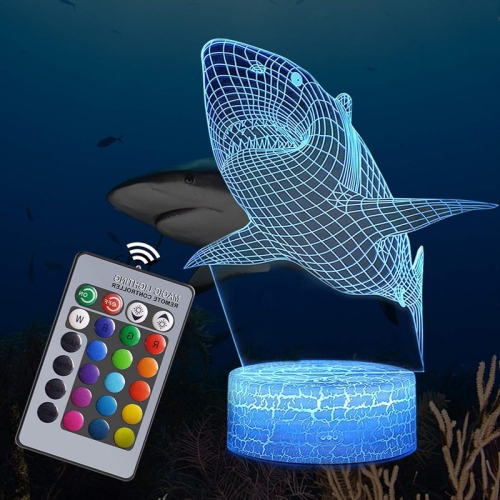 3D Shark Night Light for Boys, Dimmable LED Shark Lamp with Remote