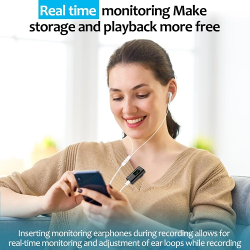 Wireless Lavalier Microphone 656ft 8h Noise Reduction, Wireless Microphone Compatible for PC/iPhone/Andriod