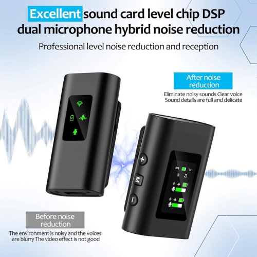 Wireless Lavalier Microphone 656ft 8h Noise Reduction, Wireless Microphone Compatible for PC/iPhone/Andriod