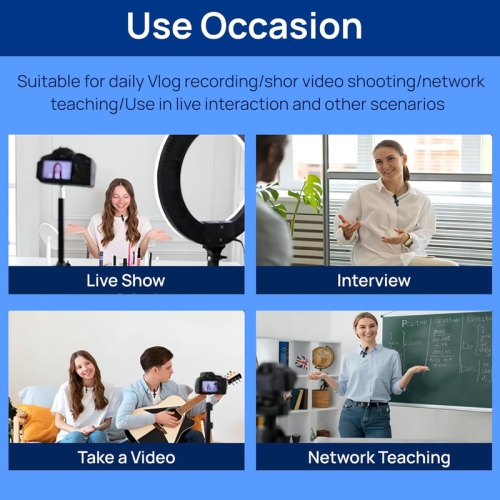 Wireless Lavalier Microphone, 2 Mini Microphone Compatible with iPhone/iPad/Android/PC, Plug & Play Lapel Mic