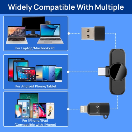 Wireless Lavalier Microphone, 2 Mini Microphone Compatible with iPhone/iPad/Android/PC, Plug & Play Lapel Mic