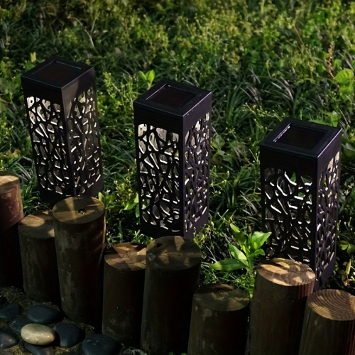 6 outdoor garden LED decorative landscape induction path lights, solar outdoor courtyard hollow lights, suitable