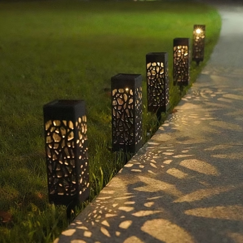 6 outdoor garden LED decorative landscape induction path lights, solar outdoor courtyard hollow lights, suitable