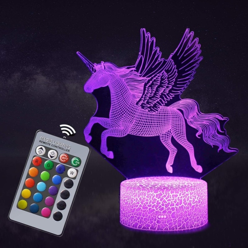 YOULIGHTS  3D Unicorn Night Lights, Dimmable Night Lamp With Remote for Kids Room And Bedroom, 16 Changing Colors, Unicorn Gifts for Girls