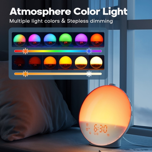 Smart sunrise alarm clock for Heavy Sleepers, Wake Up Light with Sunrise/Sunset Simulation, Dual Alarms & Natural Sounds, Snooze & Sleep Aid