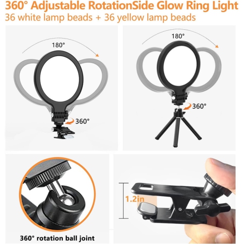 72 LED Ring Light for Laptop, Video Conference Lighting Kit 3000k-6500K Dimmable Selfie Ring Light,6" Ring Light with Clip and Tripod