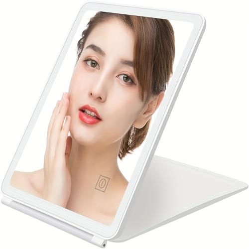 YOULIGHTS  Rechargeable Travel Makeup Mirror, Portable Makeup Beauty Mirror \w Light, 3-Color Lighting, Dimmable Touch Screen, Desktop Led Folding