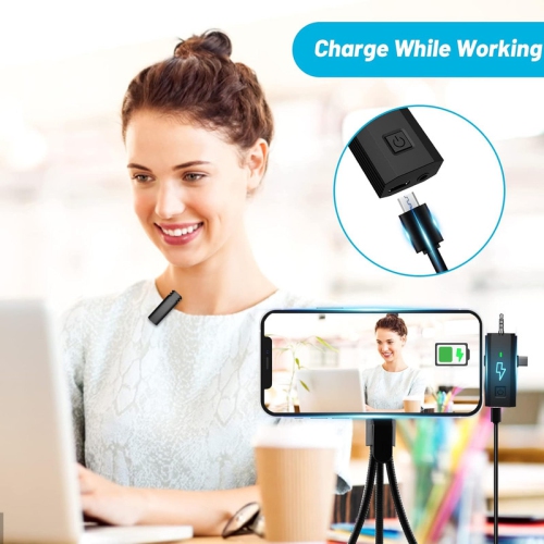 Wireless Lavalier Microphone for iPhone: Dual Clip Mic for Android Phone Camera iPad Video Recording Mini Lapel USB C Microphones