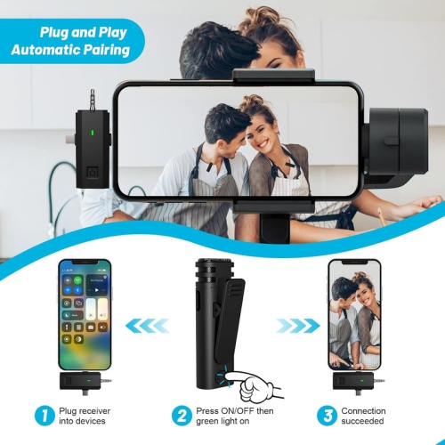 Wireless Lavalier Microphone for iPhone: Dual Clip Mic for Android Phone Camera iPad Video Recording Mini Lapel USB C Microphones